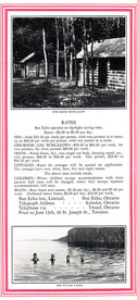 Rates at Bon Echo Inn circa 1927-28