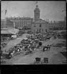 Old City Hall and James St North from the west side of the Hall, circa 1880.