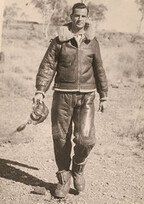 Aviator in leather & fur flying suit, Australia, c. 1942