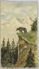 [Painting of bear on cliff]