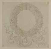 Johann Friedl's sketchbook: decorative wreath illustration
