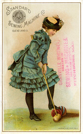 [Card depicting girl playing croquet]