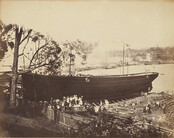 Boat building yard, Woolloomooloo Bay, Sydney, 1874