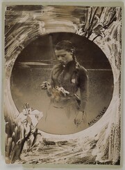 Portrait of Mary GallÃ©n, taken and decorated with a flower frame by Axel GallÃ©n, 1891.