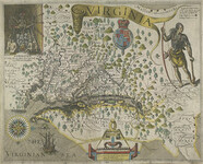 Travels through Virginia. [From Theodor de Bry's 'America', Vol. I, 1590]. - caption: 'Map of Virginia.'