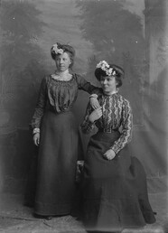 Portrait of two women [Annie and Maudie Depencier], Bowden, Alberta