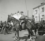 Commander-in-chief, Marshal Carl Gustav Mannerheim reviewing the parade troops in Vyborg, 1939.