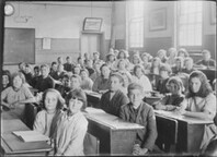 Children taking lessons in class, Tasmania (c1900s)