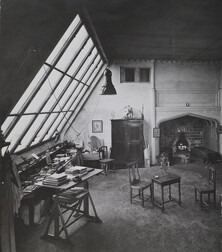 Interior of Gallen-Kallela's atelier at TarvaspÃ¤Ã¤ after his demise in the 1930s