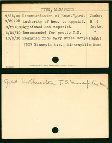 M. Estelle Hine's Nurse Corps index card