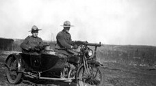 APP motorcycle and sidecar used during labour disputes in the Drumheller area