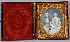 Coloured daguerreotype. Portrait of a family.
