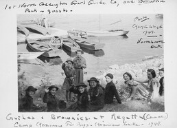 Guides and Brownies at Camp Mazinaw Regatta - 1949