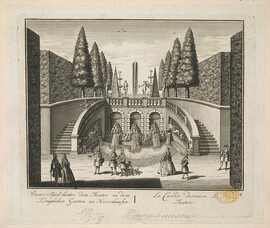 The BL Kingâ€™s Topographical Collection: "Wasser Spiel hinter dem Theatro in dem KoÌˆniglichen Garten zu Herrnhausen = La Cascade derriere le Theatre."