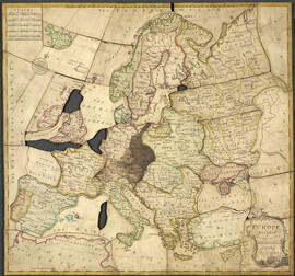 Europe divided into its kingdoms &c. by J. Spilsbu - caption: 'Spilsbury jigsaw'