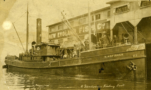 View of the Kingfisher at the New England Fish Company dock at Vancouver