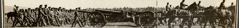 Artillery (60 pounders) pass in review