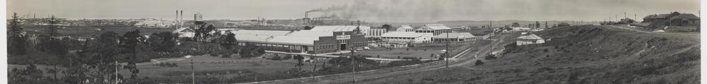 Johnson & Johnson Factory in foreground, and R.C.I buildings, Botany, Sydney, 1949-1950, H. Chargois