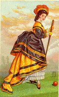 [Card depicting woman playing croquet]