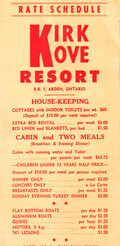 Kirk Cove Rate Schedule- Unknown date