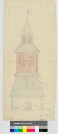 Lohjan PyhÃ¤n Laurin kirkon kellotapuli, mittauspiirustus, 1909