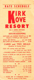 Kirk Cove Rate Schedule- Unknown date