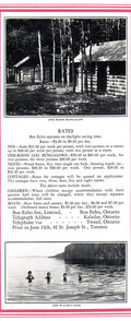 Rates at Bon Echo Inn circa 1927-28