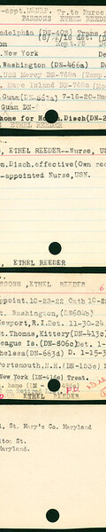 Ethel Reeder Parsons' Nurse Corps Index Cards