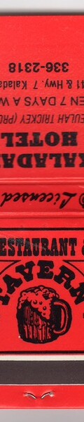 Kaladar Hotel Book of Matches - Unknown date