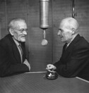 G. J. Ramstedt in the radio studio with Sakari PÃ¤lsi, 1948