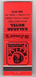 Kaladar Hotel Book of Matches - Unknown date