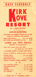 Kirk Cove Rate Schedule- Unknown date