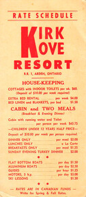 Kirk Cove Rate Schedule- Unknown date