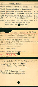 Sara Myer's Nurse Corps Index Cards