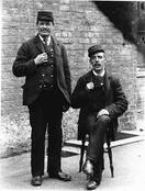 Railway station guards at Cherry Burton circa 1910 (archive ref DDX1319-2-9)