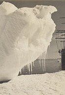 The Terra Nova off Cape Evans with capsizing Berg. January 1911, [attrib.] Herbert Ponting