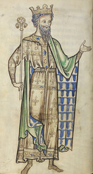 Westminster Psalter - caption: 'Drawing of a king holding a sceptre'