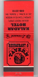 Kaladar Hotel Book of Matches - Unknown date
