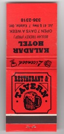 Kaladar Hotel Book of Matches - Unknown date