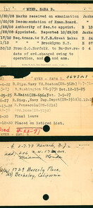 Sara Myer's Nurse Corps Index Cards