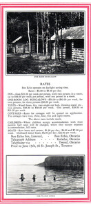 Rates at Bon Echo Inn circa 1927-28
