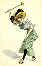 [Postcard depicting woman playing croquet]