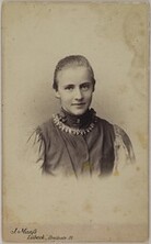 Portrait of Natalie Brehmer in LÃ¼beck, 1895, sent to the GallÃ©ns by friend Adolf Paul, her husband-to-be.