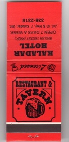 Kaladar Hotel Book of Matches - Unknown date