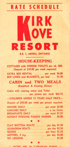 Kirk Cove Rate Schedule- Unknown date