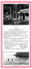 Rates at Bon Echo Inn circa 1927-28