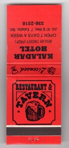 Kaladar Hotel Book of Matches - Unknown date