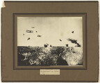 "A hop-over at Ypres" - composite photograph showing a bayonet charge by Australian troops; also shows biplanes, undated but presumably Passchendaele (3rd Battle of Ypres)