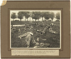 Gassed Australian soldiers lying out in the open at an over-crowded aid post near Bois de l'Abbe ... They had been gassed in the operations in front of Villers-Bretonneux