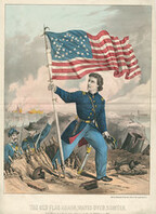 The old flag again waves over Sumter raised by Capt. Bragg of Gen. Gillmore's staff on the 18th February 1865, 1865